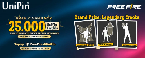 Miliki Legendary Emote dari Free Fire & Dapatkan Cashback hingga 25.000 UniPin Credits Setiap Hari